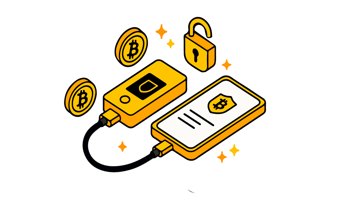 Billetera digital con logos de distintas criptomonedas