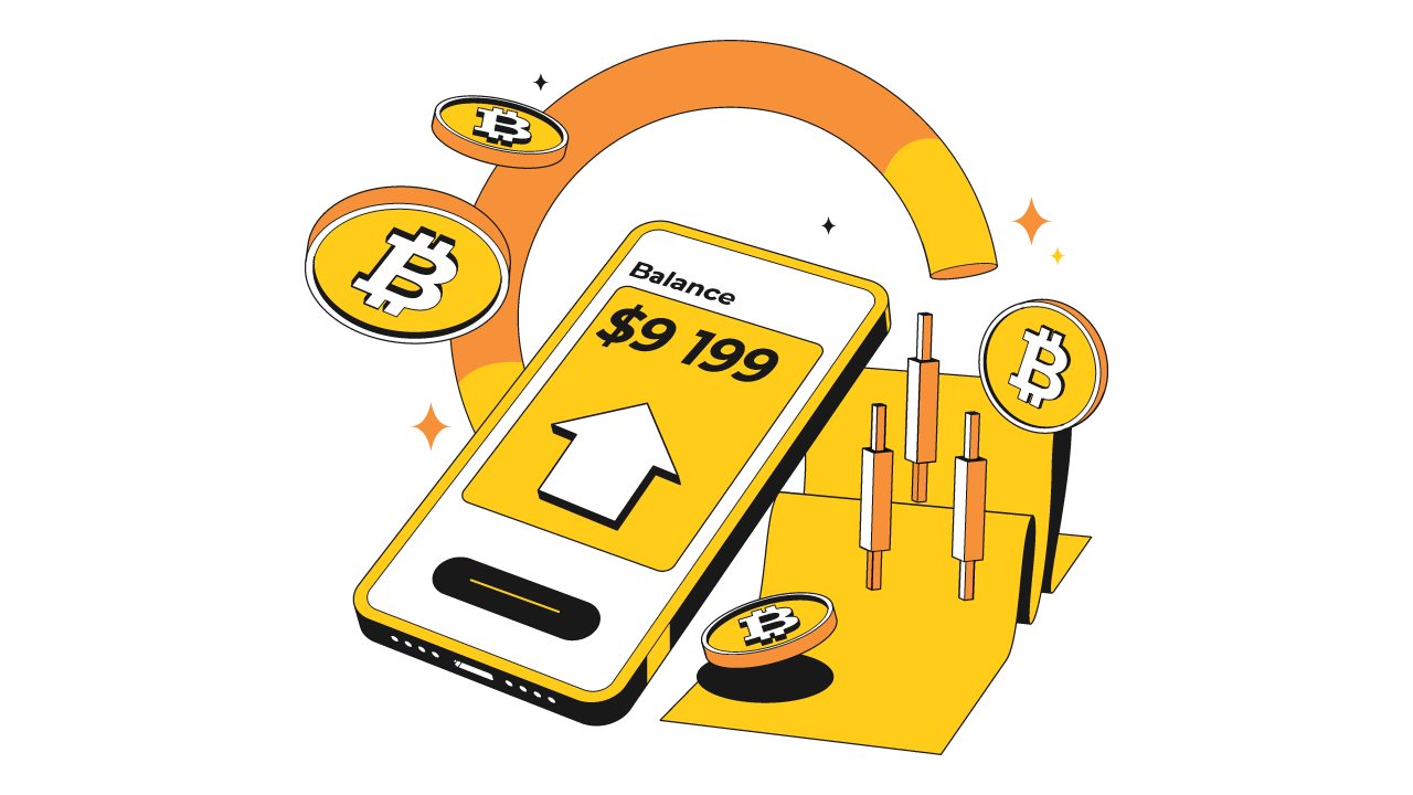 Gráfico de inversión en criptomonedas en tendencia alcista